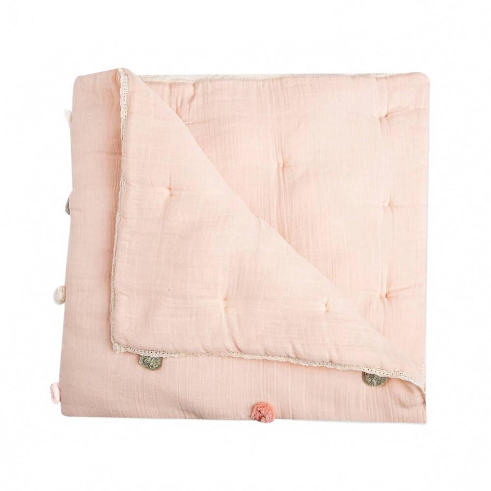 NEW CRANE BABY parker pom pom blanket in parisian pink